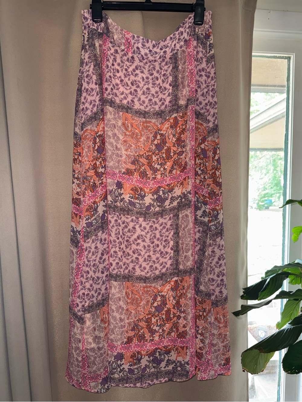 Cato Pink and Orange Patchwork Floral Maxi Skirt